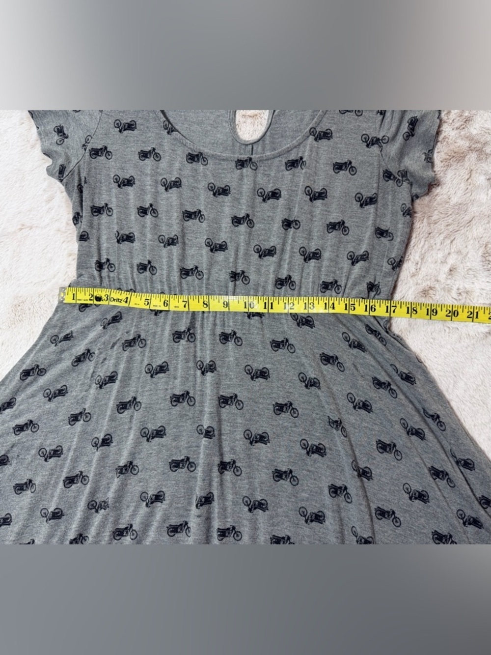 Women's Gray Motorcycle Print Tee Dress